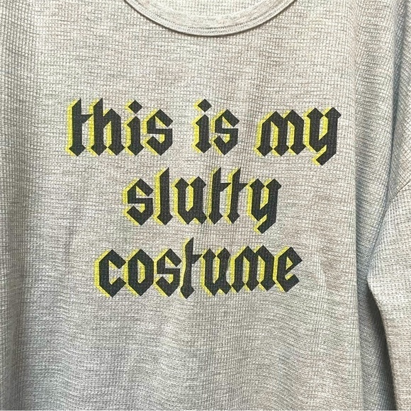 Wildfox Gray This Is My Slutty Costume Termal Tunic Long Sleeve Oversized Small - Picture 4 of 8